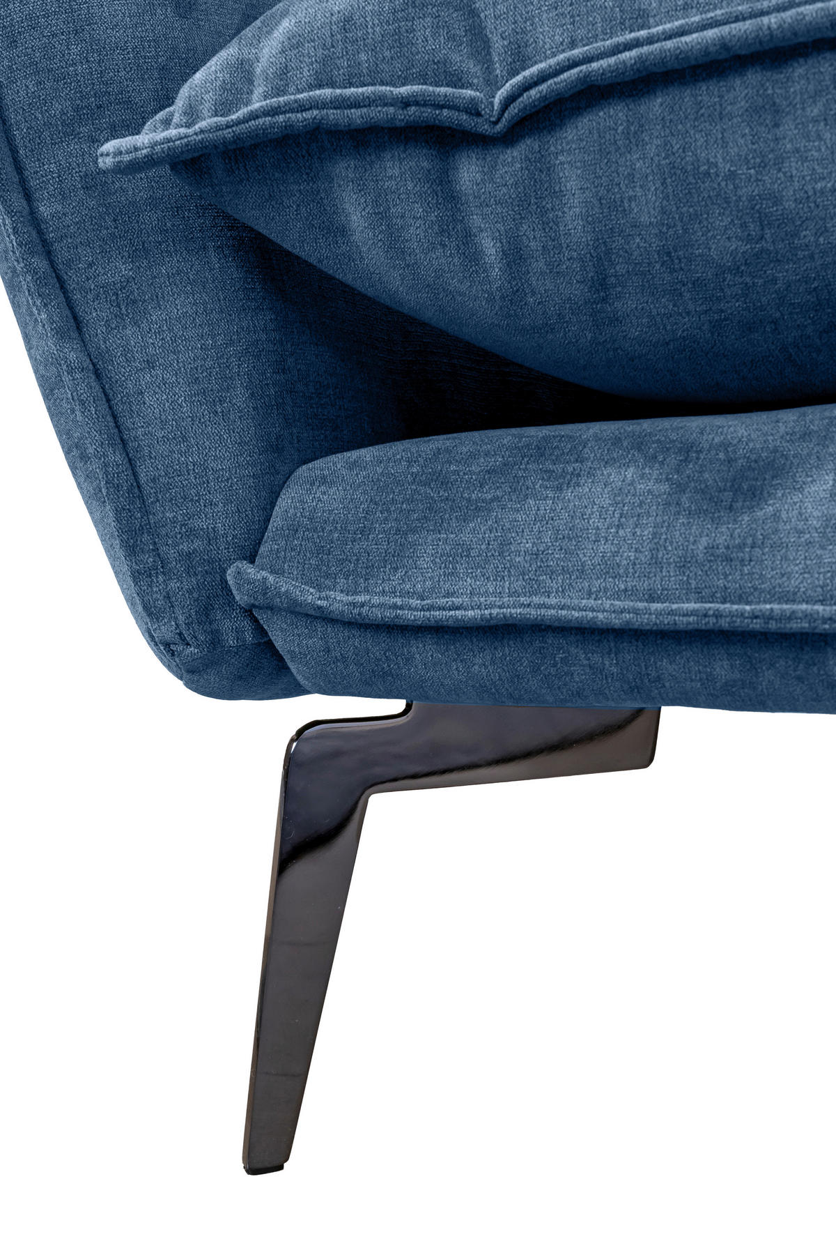 ECKSOFA in Webstoff Blau  338/165 cm  - Blau/Schwarz, Design, Textil/Metall (338/165cm) - Hom`in