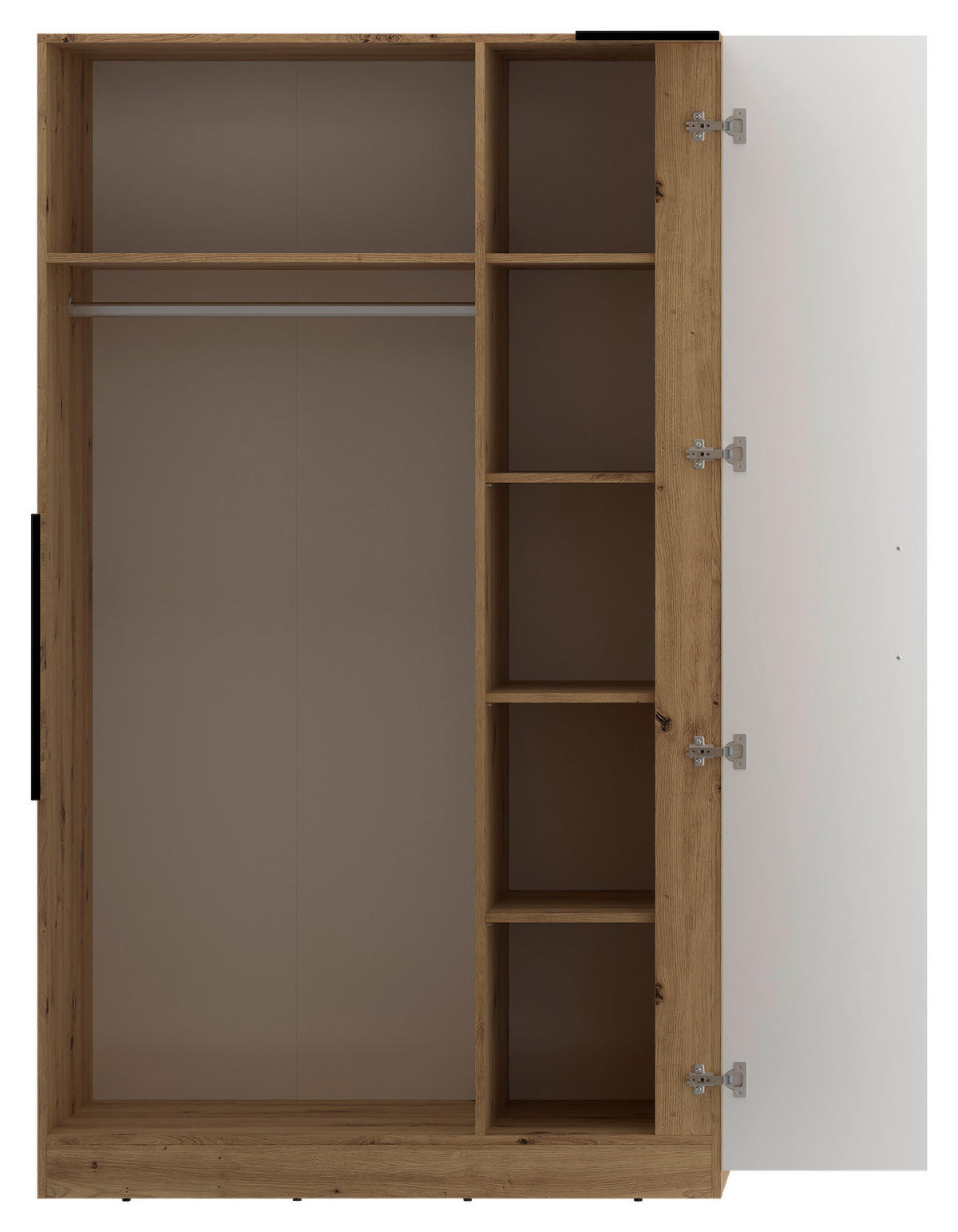ECKSCHRANK 120/205/150 cm Weiß, Eiche Artisan  - Alufarben/Weiß, MODERN, Holzwerkstoff (120/205/150cm) - Ondega