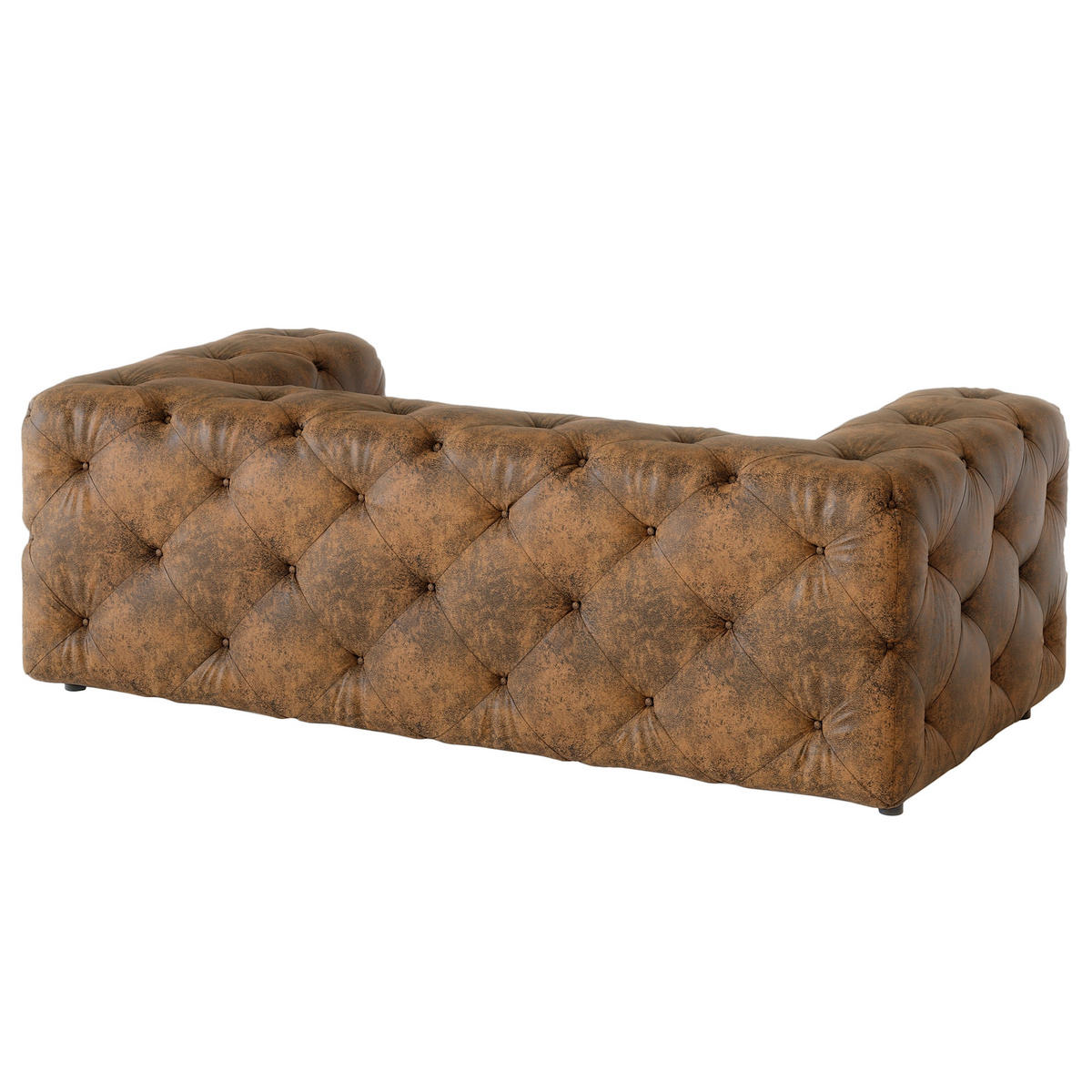 2-SITZER-SOFA Lederlook Dunkelbraun  - Dunkelbraun/Schwarz, Design, Kunststoff/Textil (193/71/100cm) - P & B