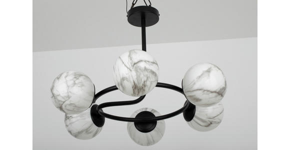 DECKENLEUCHTE Sirius 67/44 cm  - Schwarz/Weiß, Design, Glas (67/44cm) - Dieter Knoll