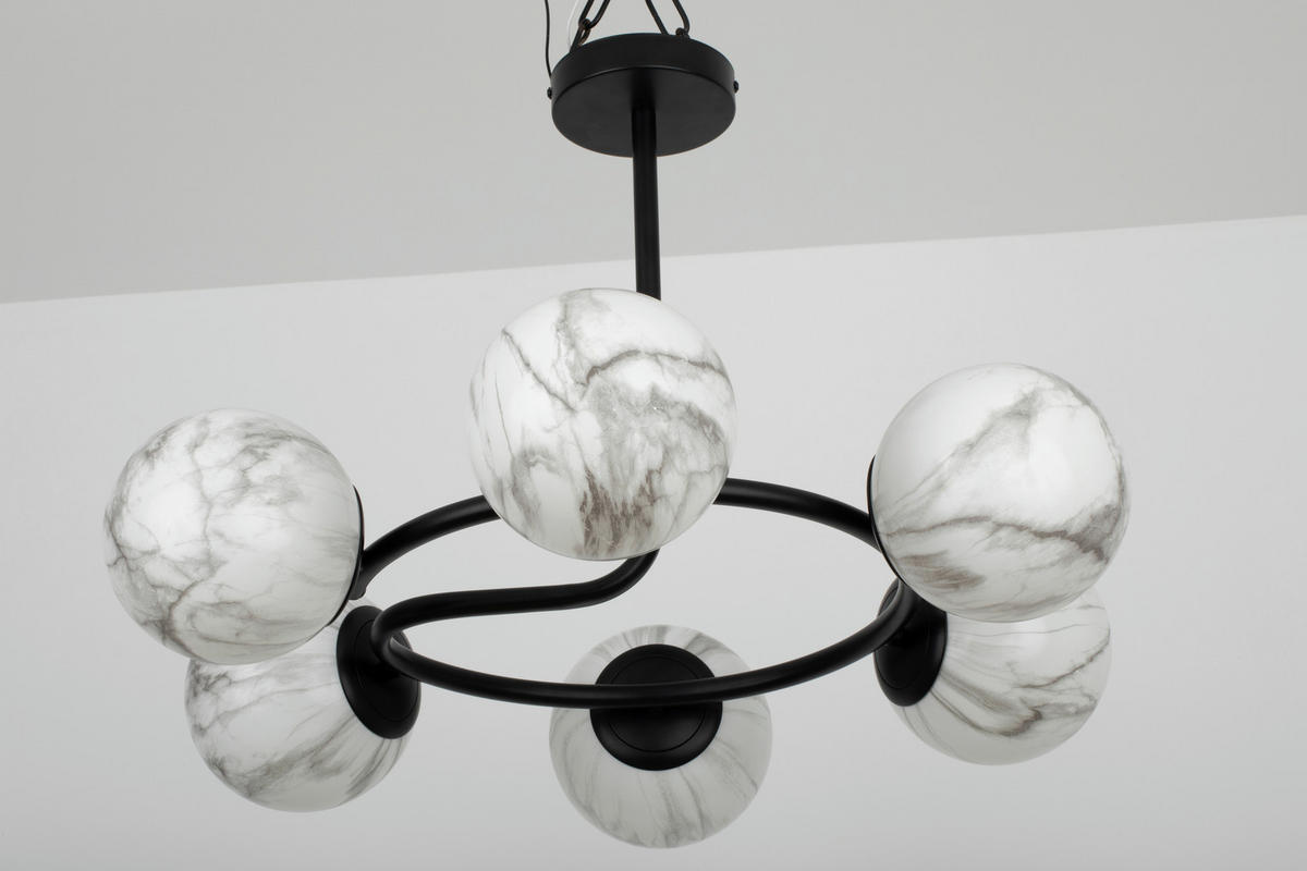 DECKENLEUCHTE Sirius 67/44 cm  - Schwarz/Weiß, Design, Glas (67/44cm) - Dieter Knoll