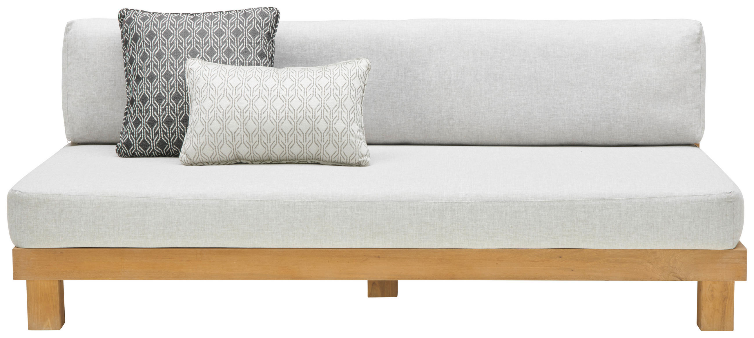 LOUNGESOFA - Dunkelgrau/Hellgrau, Natur, Holz/Textil (180/68/95cm) - Amatio