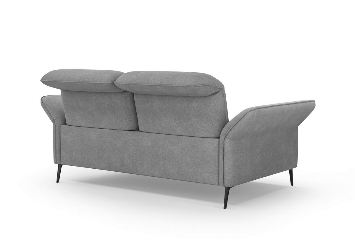 2,5-SITZER in Flachgewebe Grau  - Schwarz/Grau, KONVENTIONELL, Textil/Metall (189/92/123cm) - Sit & More