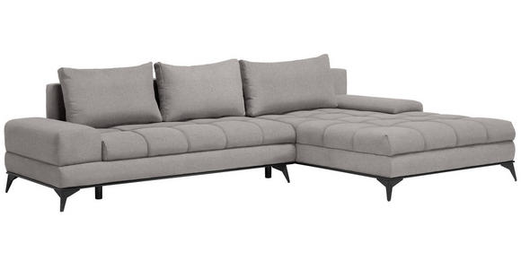 ECKSOFA Greige Webstoff  - Greige/Schwarz, Design, Textil/Metall (315/212cm) - Carryhome