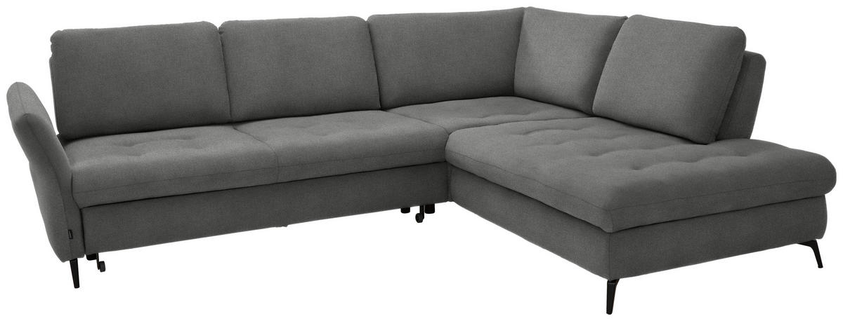 ECKSOFA in Flachgewebe Grau  - Schwarz/Grau, Natur, Textil/Metall (288/233cm) - Valnatura