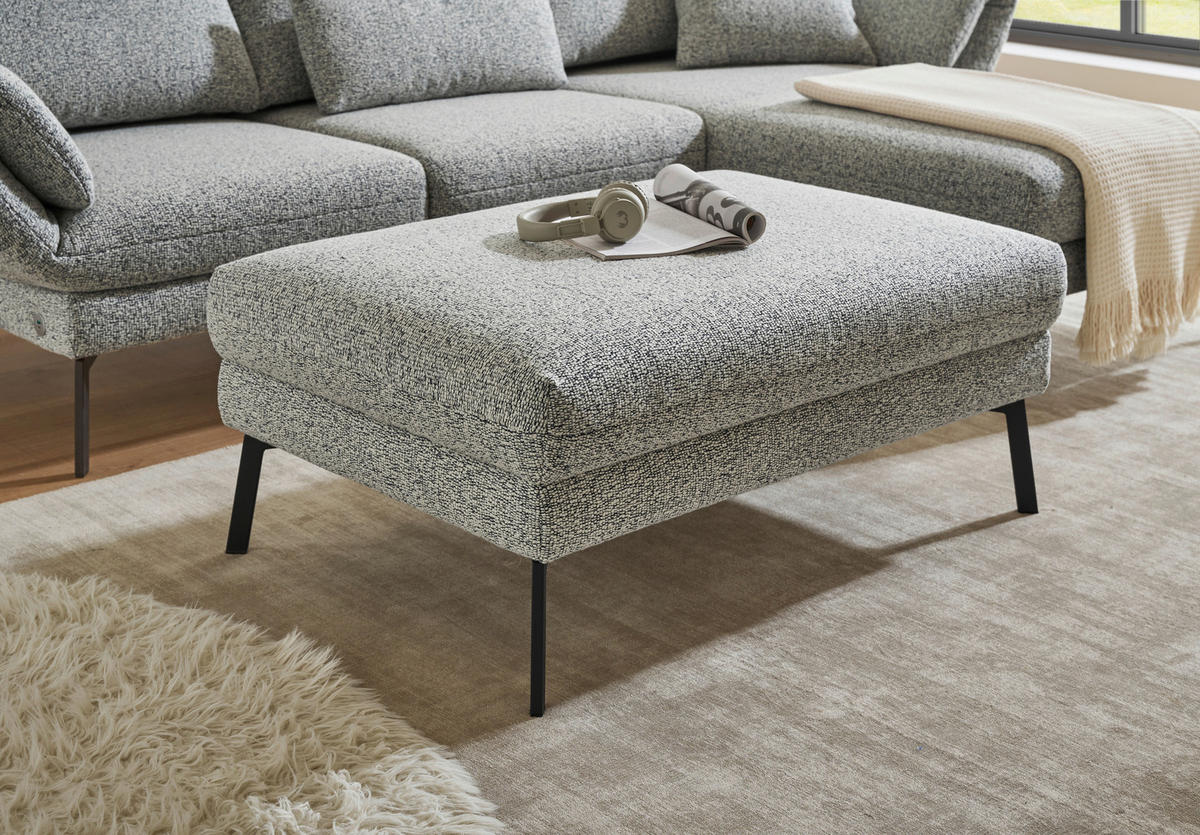 ECKSOFA in Flachgewebe Blaugrau  175-224/255-365 cm  - Blaugrau/Schwarz, Design, Textil/Metall (175-224/255-365cm) - Dieter Knoll
