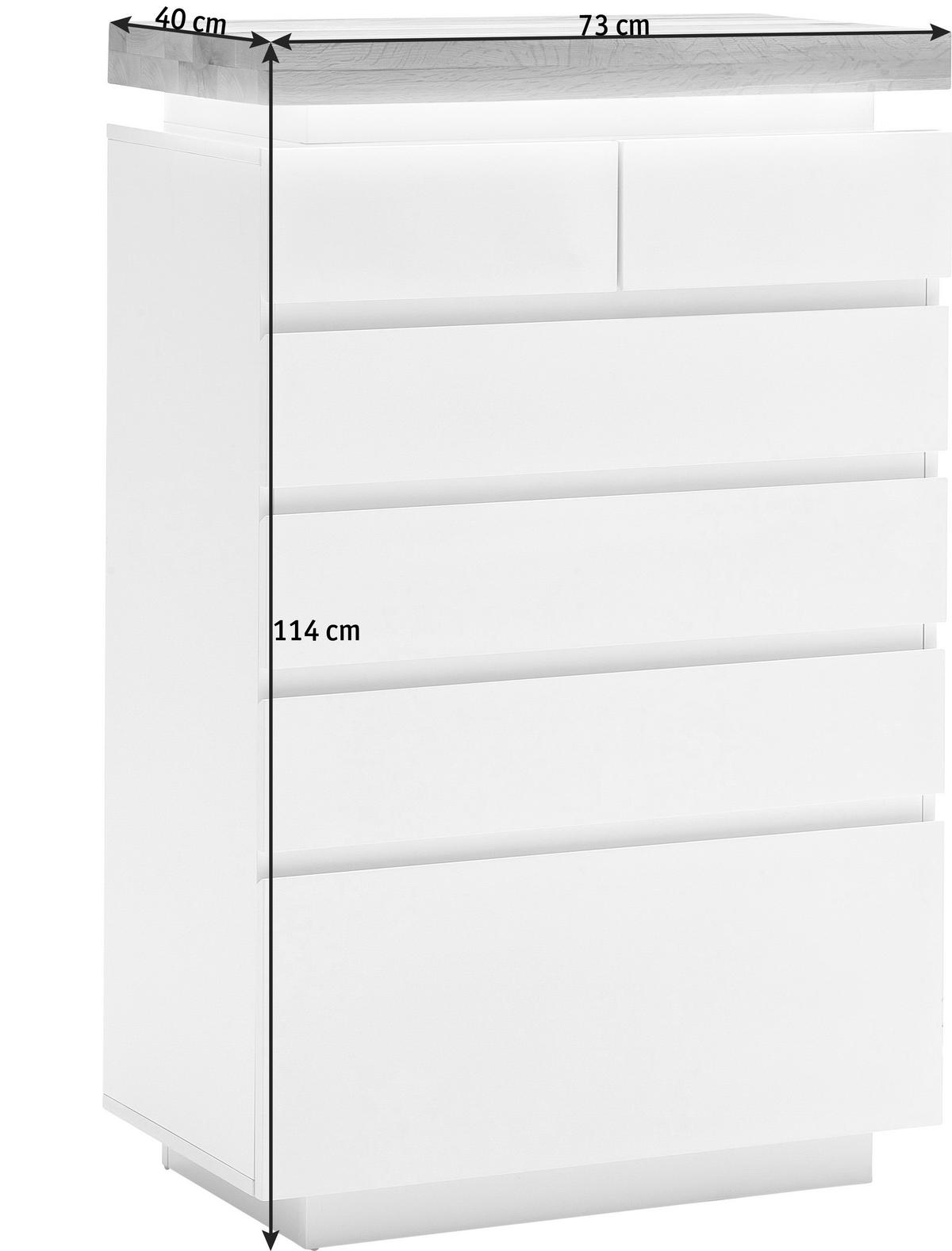 BYRÅ 73/114/40 cm  - vit/ekfärgad, Design, trämaterial/trä (73/114/40cm)