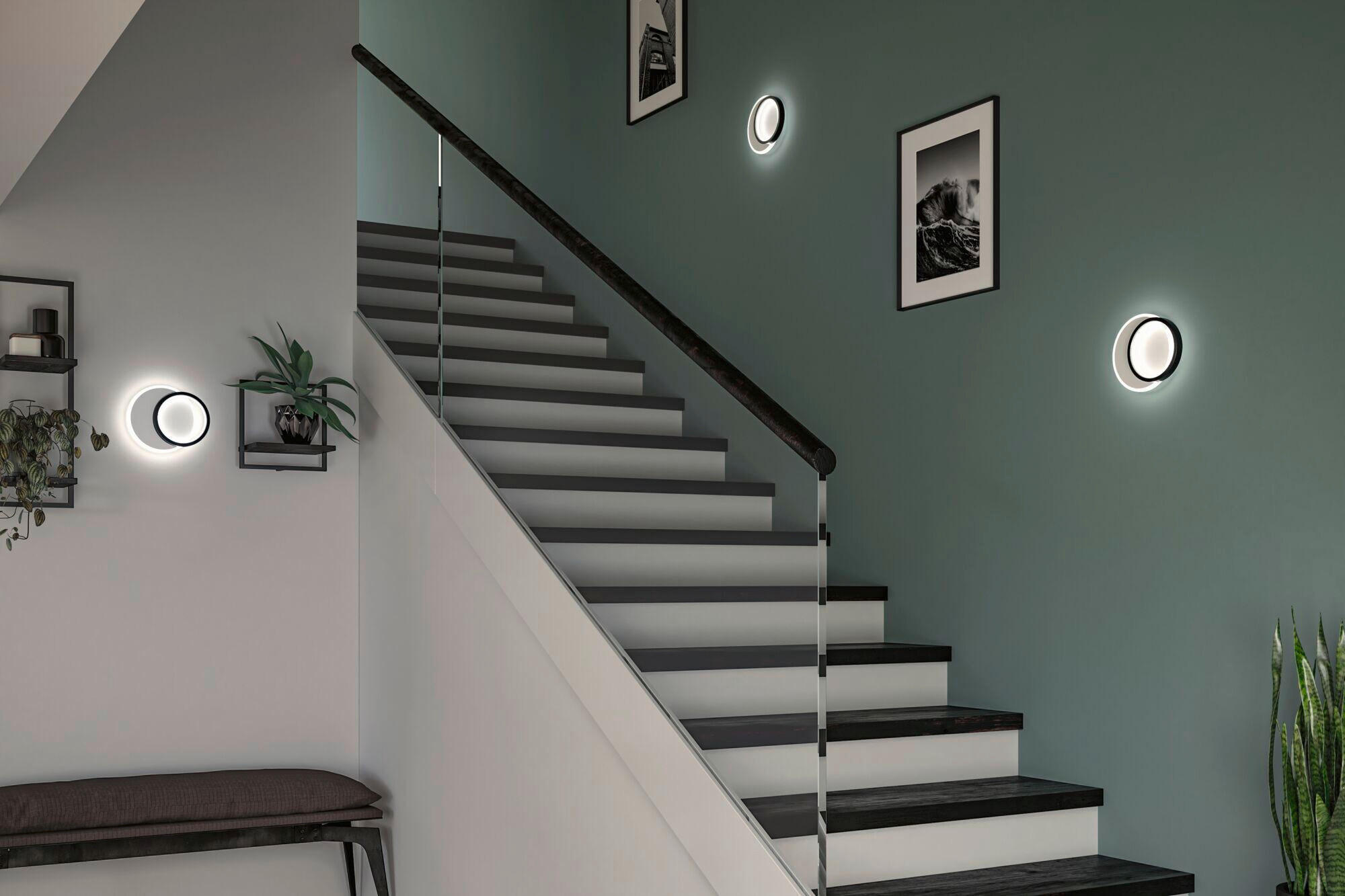 Thumbnail - Paulmann Wandleuchte 2Form, Schwarz, Weiß, Metall, Kunststoff, rund,rund, 23.0x19.5x5.0 cm, Lampen & Leuchten, Innenbele...