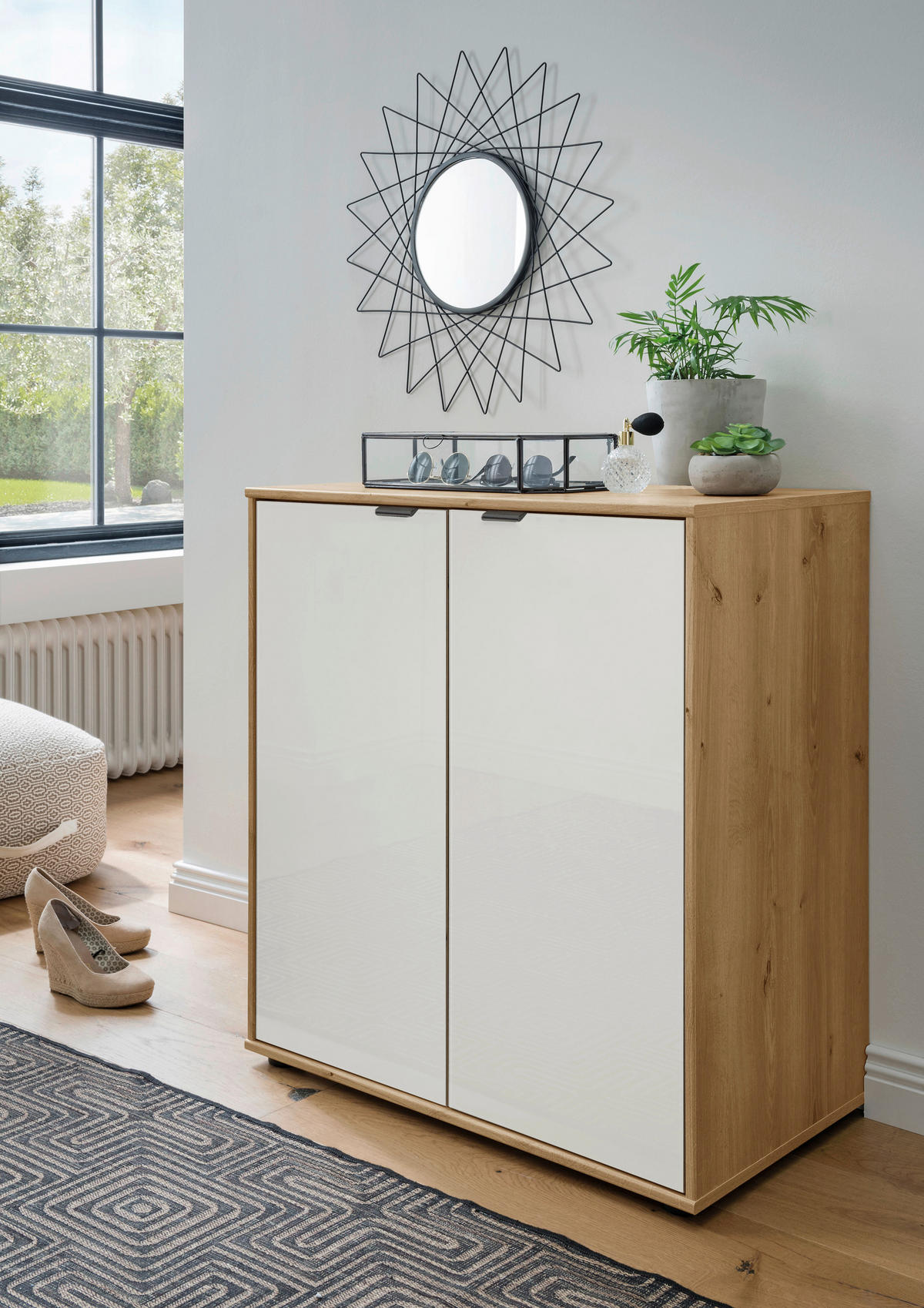 KOMMODE  in 80/70/43 cm  - Schieferfarben/Eiche Bianco, KONVENTIONELL, Glas/Holzwerkstoff (80/70/43cm) - Dieter Knoll