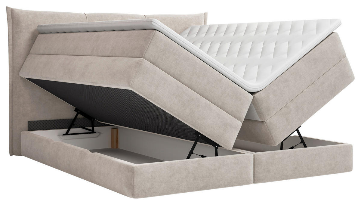 BOXSPRINGBETT 160/200 cm  Beige  - Beige/Schwarz, Modern, Holz/Holzwerkstoff (160/200cm) - MID.YOU