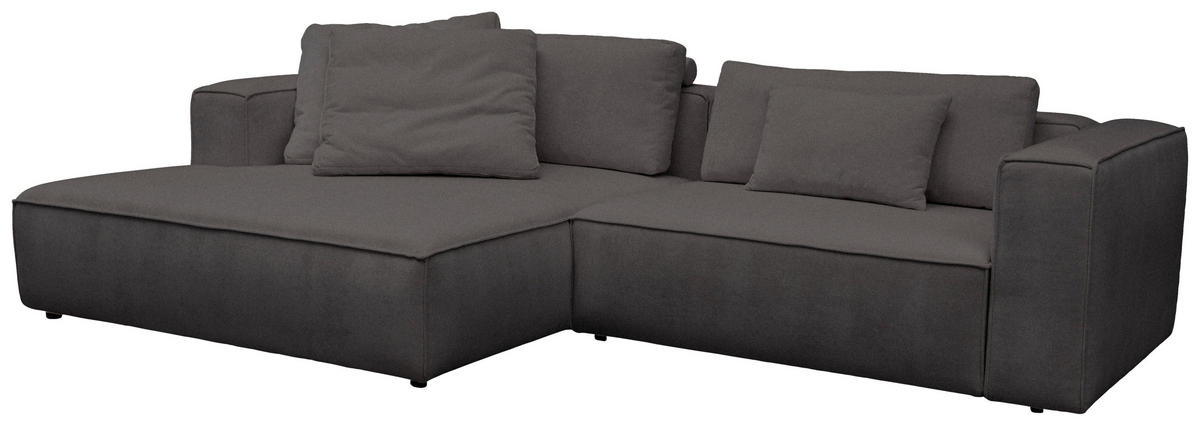 ECKSOFA Dunkelbraun Chenille Rücken echt  - Dunkelbraun/Schwarz, MODERN, Kunststoff/Textil (185/296cm) - Hom`in