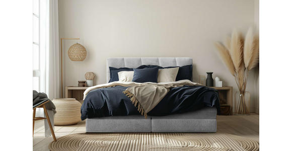 BOXSPRINGBETT 180/200 cm  in Hellgrau  - Hellgrau/Schwarz, Design, Kunststoff/Textil (180/200cm) - Esposa