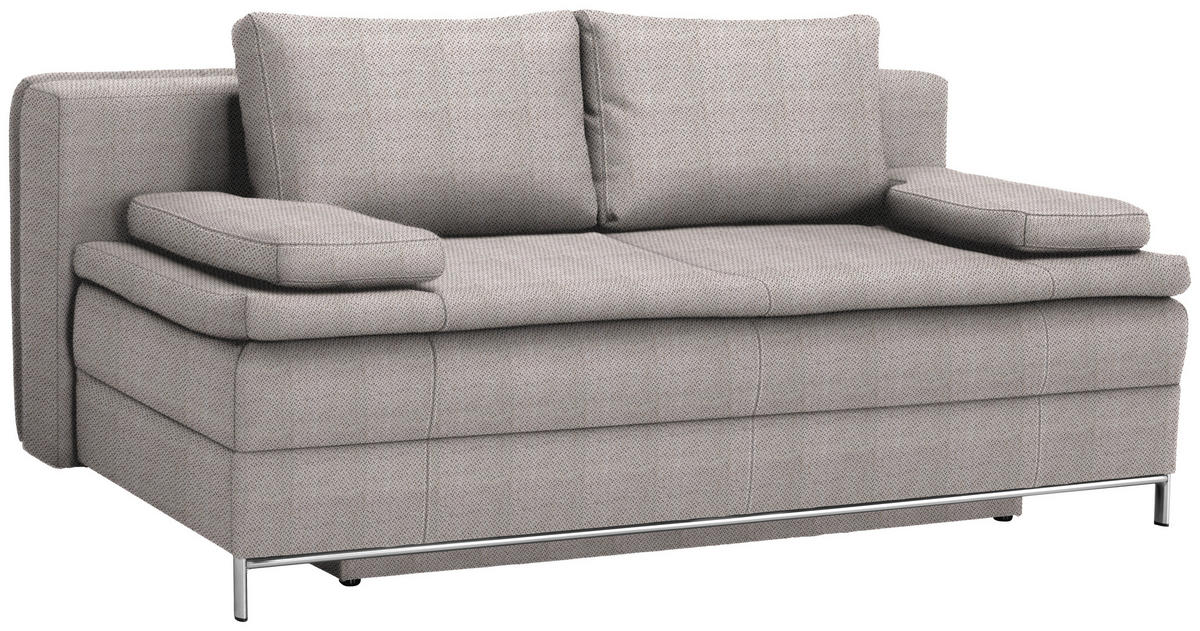 BOXSPRINGSOFA in Webstoff Naturfarben  - Chromfarben/Naturfarben, Design, Textil/Metall (200/93/93cm) - Novel
