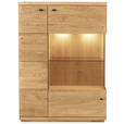 HIGHBOARD Eichefarben  99/141/38 cm  - Eichefarben/Schwarz, Natur, Glas/Holz (99/141/38cm) - Linea Natura