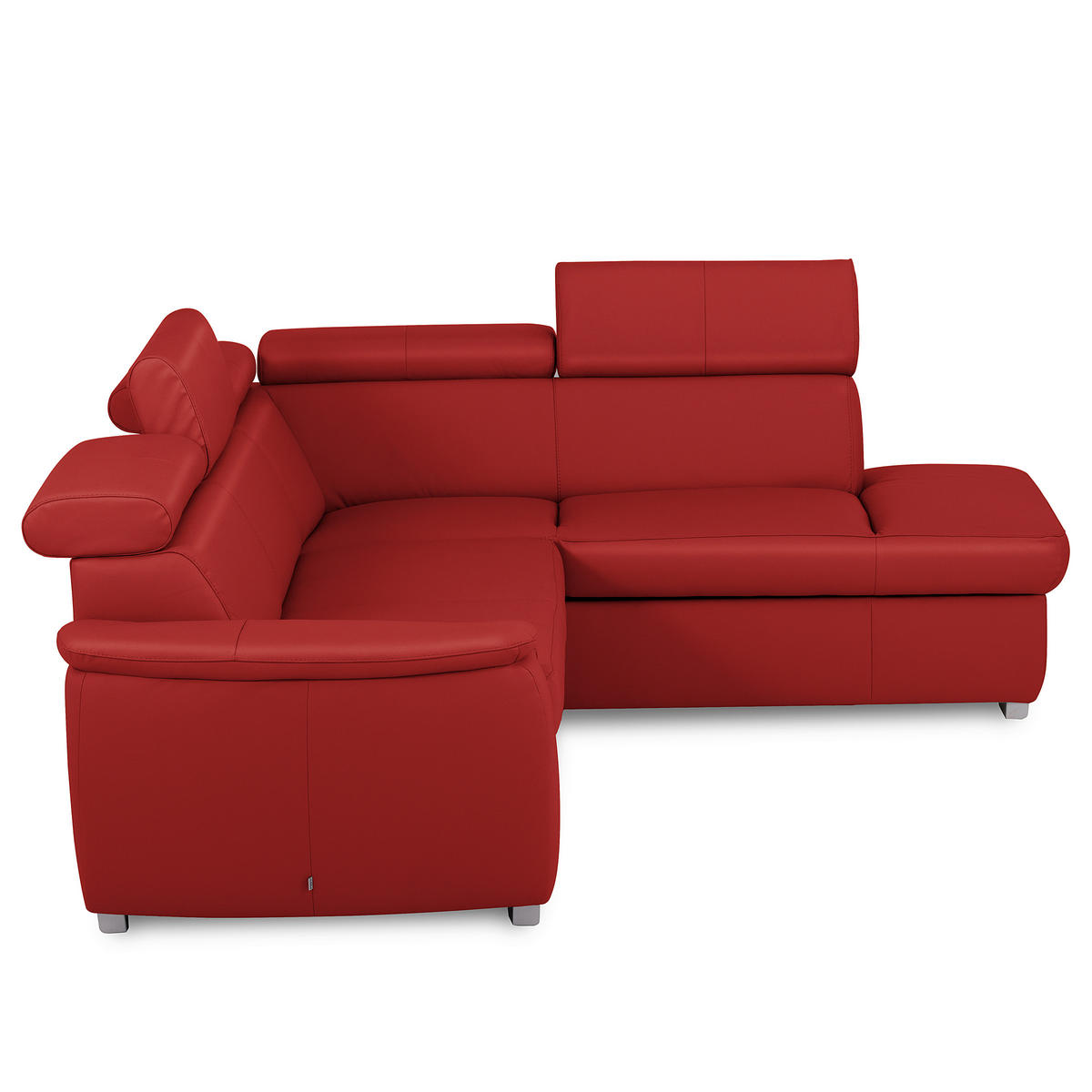 ECKSOFA  in Lederlook Echtleder Rot  - Silberfarben/Rot, Leder/Holz (262/211cm) - Celina Home