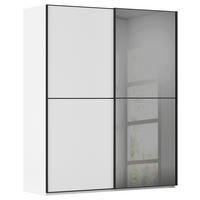 SCHWEBETÜRENSCHRANK 162/223/68 cm 2-türig Weiß, Schwarz  - Schwarz/Weiß, KONVENTIONELL, Glas/Holzwerkstoff (162/223/68cm) - Novel