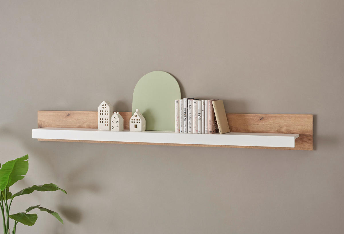 WANDBOARD Holzwerkstoff Weiß, Eichefarben  - Eichefarben/Weiß, Design, Holzwerkstoff (198/21/20cm) - MID.YOU