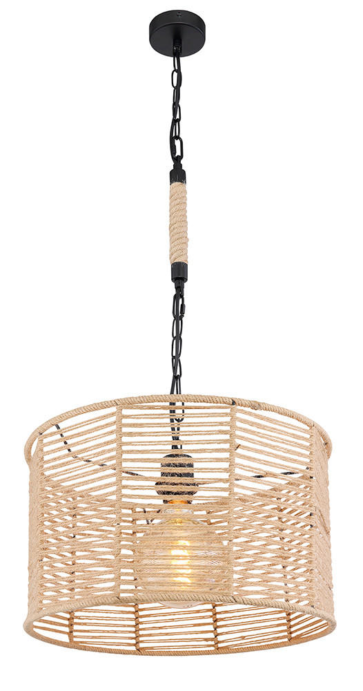 HÄNGELEUCHTE Halia 40/120 cm   - Schwarz/Braun, Natur, Naturmaterialien/Metall (40/120cm) - Globo