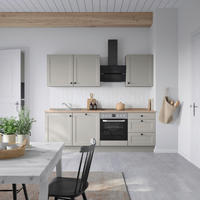 KÜCHENBLOCK Cascada 240 cm  in Grau, Eiche dunkel  - Eiche dunkel/Schwarz, MODERN, Holzwerkstoff/Metall (240cm) - Nobilia