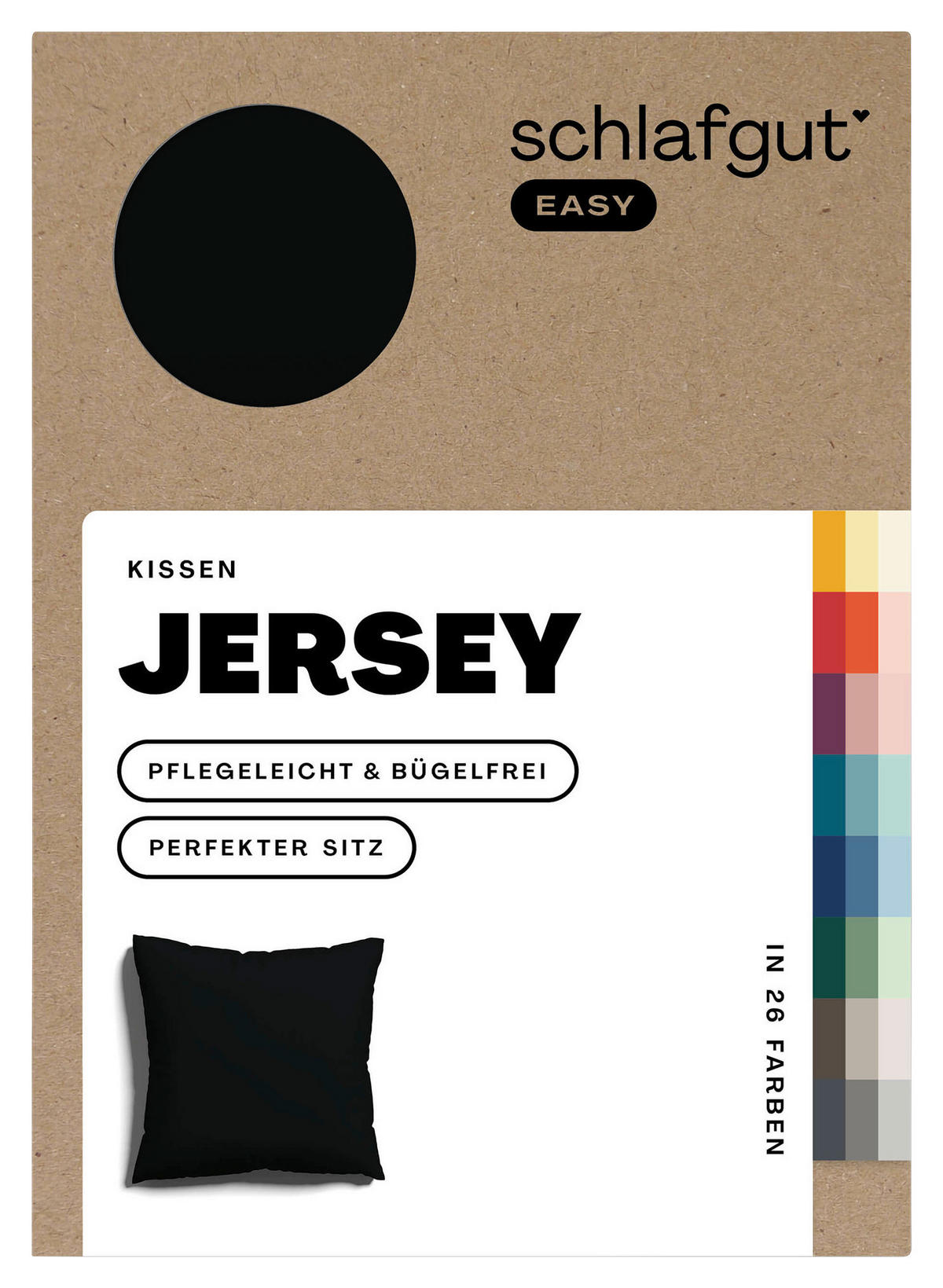 KISSENHÜLLE EASY JERSEY 40/40 cm  - Schwarz, Basics, Textil (40/40cm) - Schlafgut