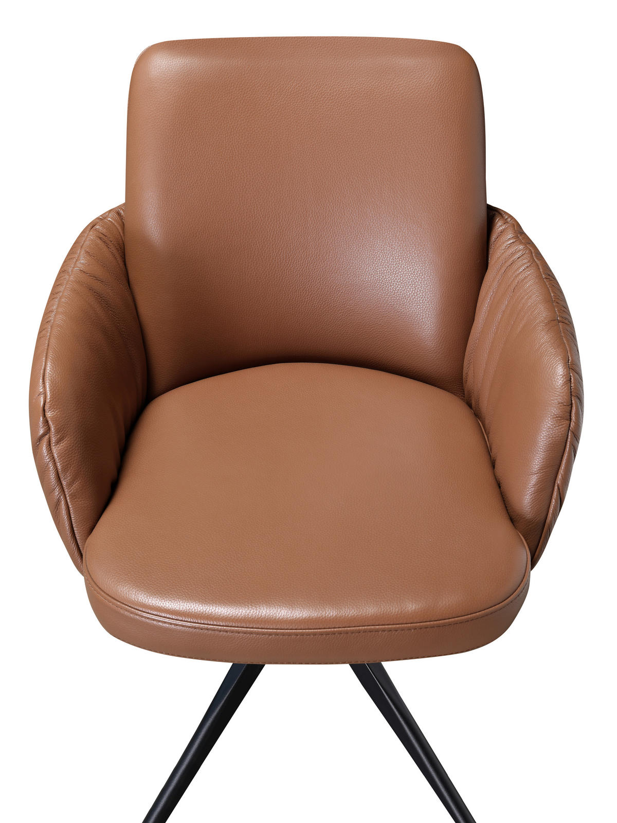 ARMLEHNSTUHL  in Eisen Echtleder pigmentiert  - Cognac/Schwarz, Design, Leder/Metall (59/85/62cm) - Moderano