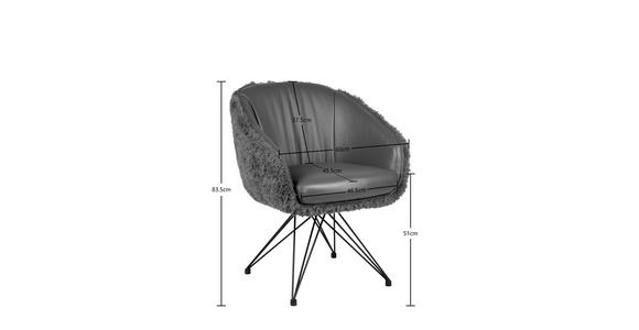 ARMLEHNSTUHL  in Eisen Hochflor Echtleder pigmentiert  - Anthrazit/Schwarz, Design, Leder/Holz (59,5/83,5/63,5cm) - Belluti