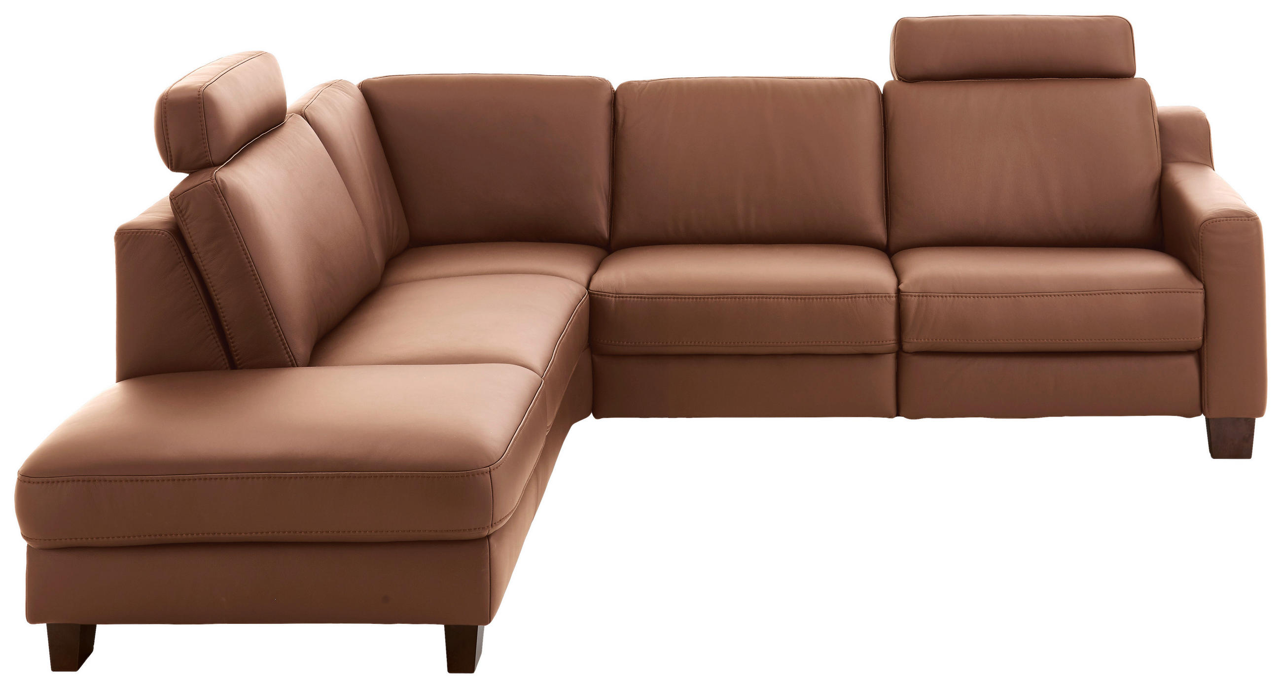ECKSOFA in Echtleder Braun  - Eichefarben/Braun, Design, Leder/Holz (235/259cm) - Valdera
