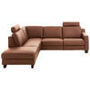 ECKSOFA in Echtleder Braun  - Eichefarben/Braun, Design, Leder/Holz (235/259cm) - Valdera