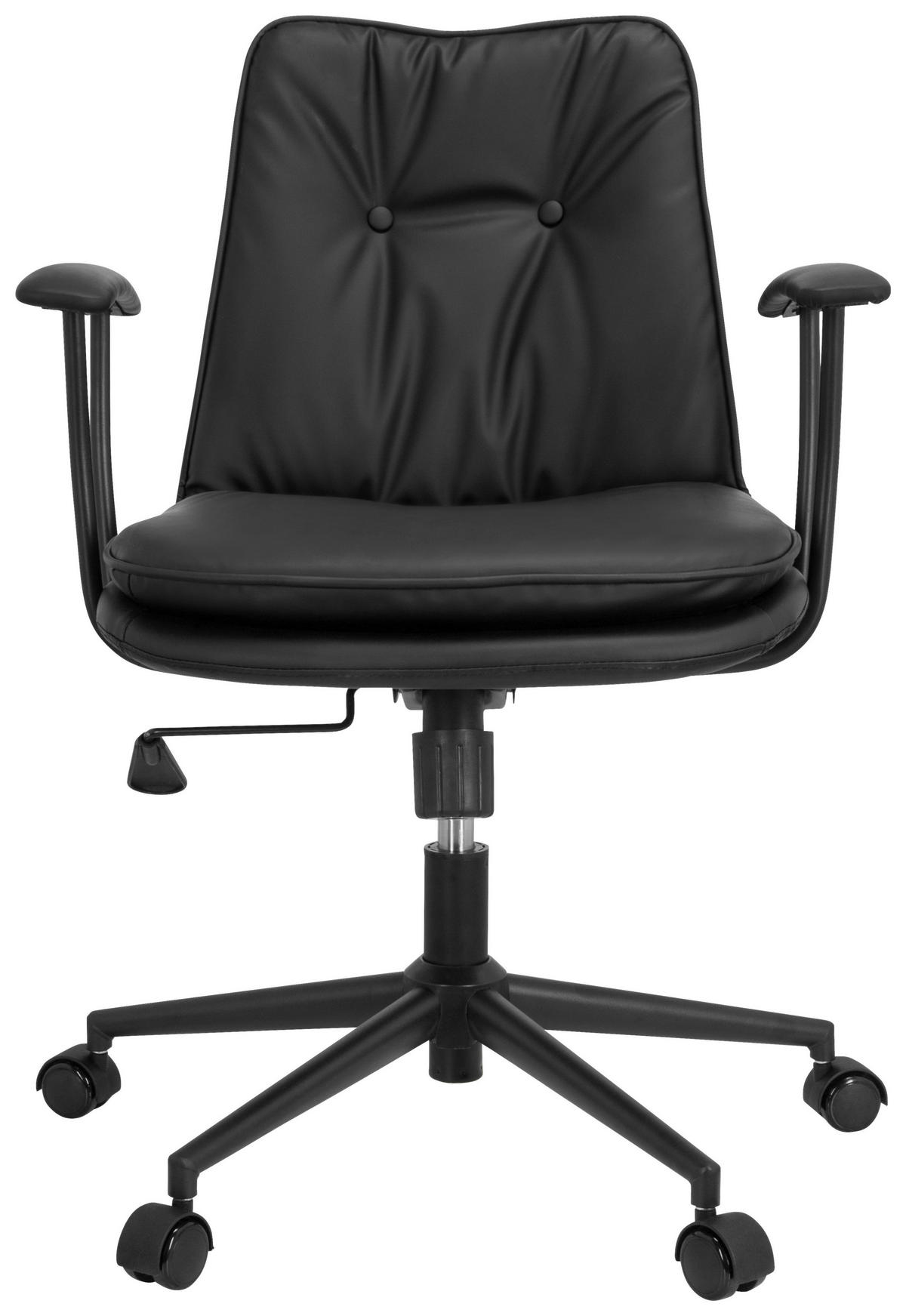 OTOČNÁ ŽIDLE, vzhled kůže, černá - černá, Basics, kov/textil (59/84/59cm) - MID.YOU