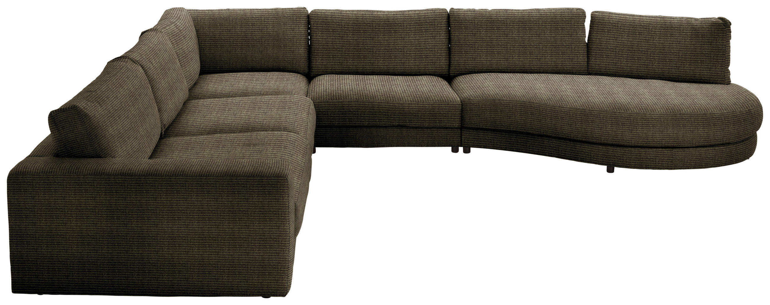 ECKSOFA  in Chenille, Cord Olivgrün  365/425 cm  - Schwarz/Olivgrün, Design, Kunststoff/Textil (365/425cm) - Lomoco