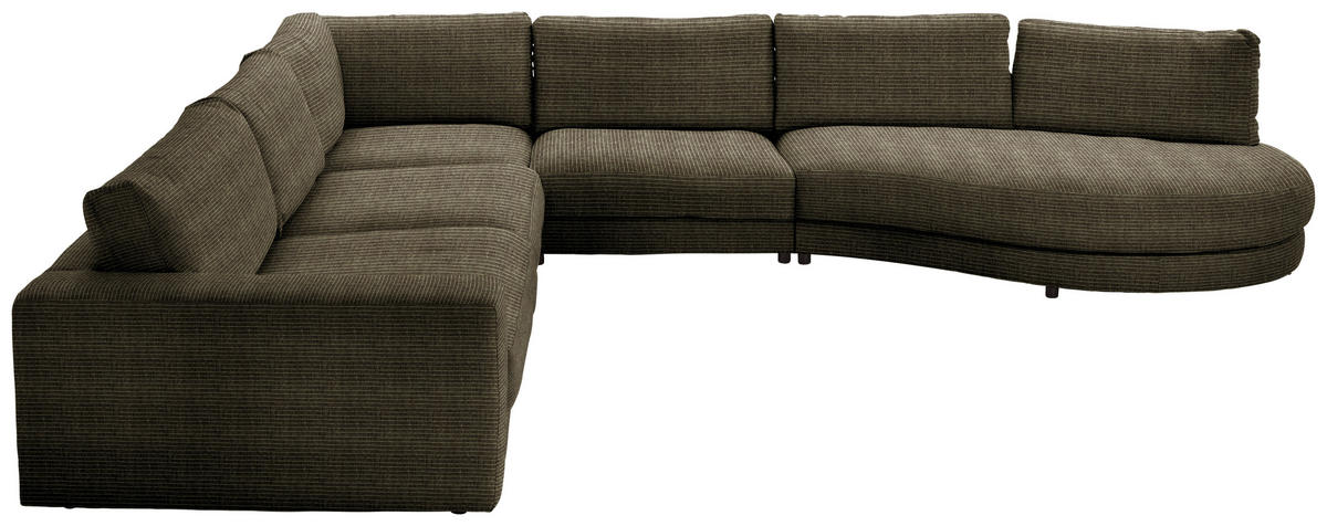 ECKSOFA  in Chenille, Cord Olivgrün  365/425 cm  - Schwarz/Olivgrün, Design, Kunststoff/Textil (365/425cm) - Lomoco