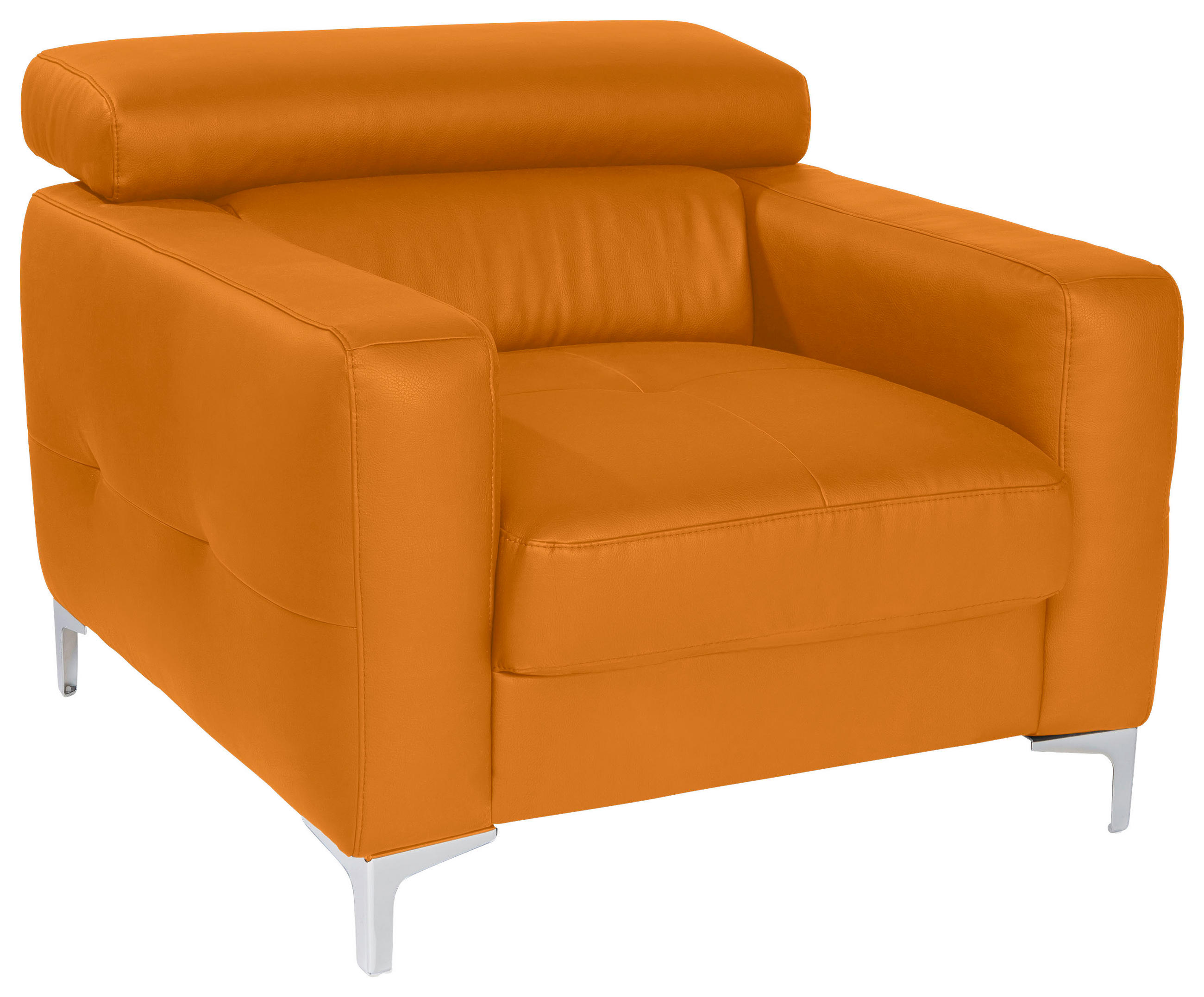 SESSEL Echtleder Gelb    - Chromfarben/Gelb, Design, Leder/Metall (99/78-92/106cm) - Livetastic