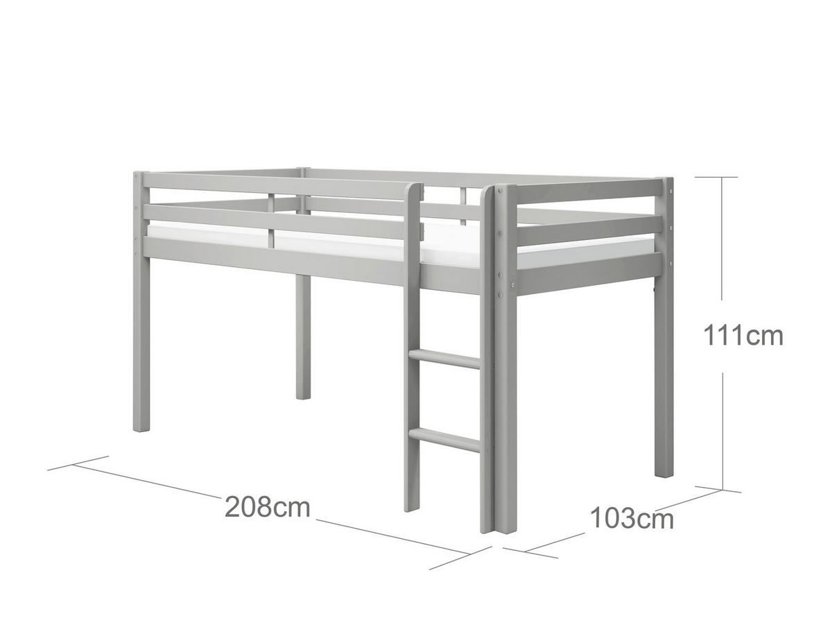 HOCHBETT 90/200 cm,  in Absturzsicherung, Rutsche, Lattenrost  - Grau, MODERN, Holz (90/200cm) - Chameo