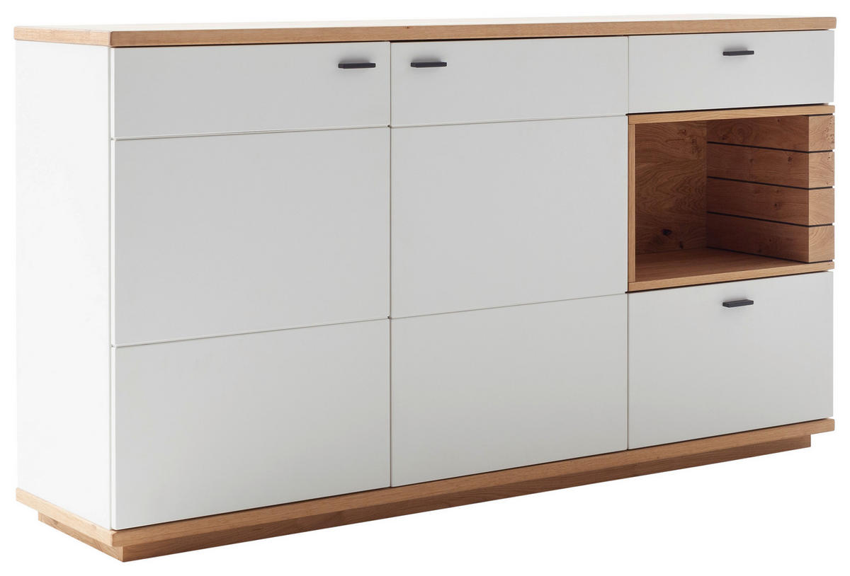 SIDEBOARD Weiß, Wildeiche  180/100/44 cm  - Wildeiche/Anthrazit, Design, Glas/Holz (180/100/44cm) - Novel