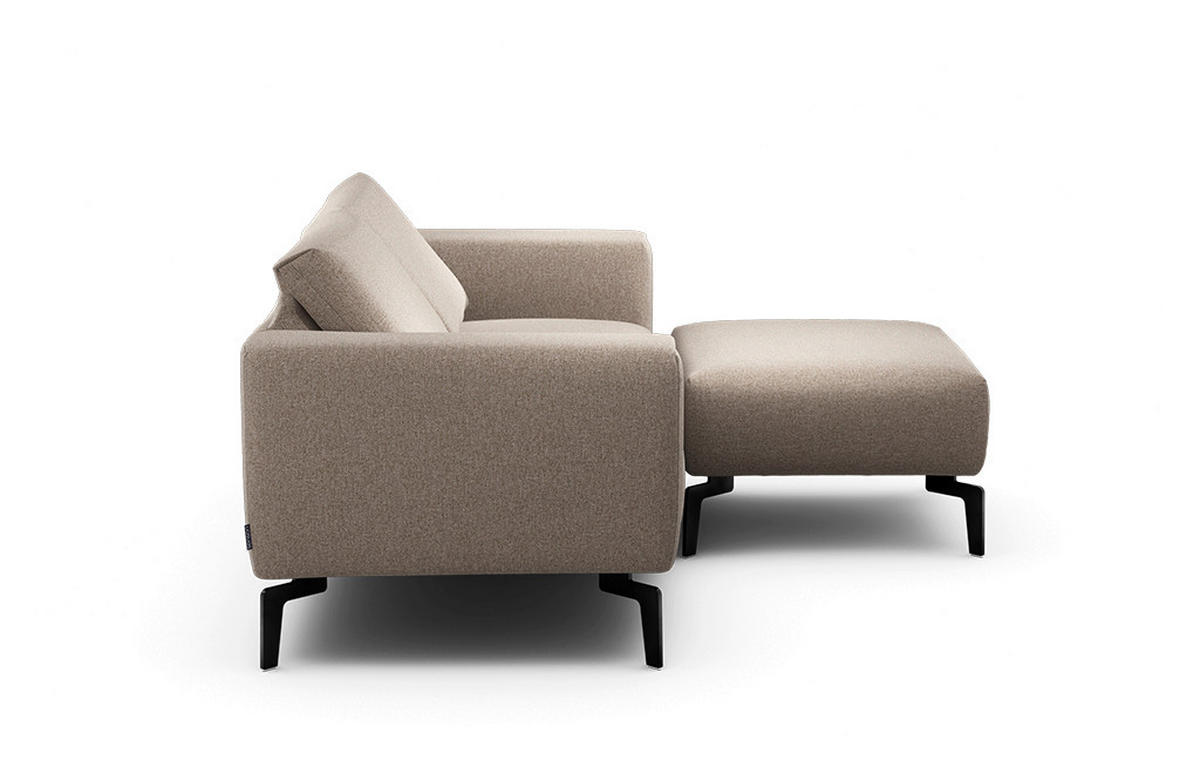 Zweisitzer inkl. Hocker Chenille Anthrazit  - Anthrazit/Schwarz, Design, Textil/Metall (180/86/86-94cm) - SENSOO