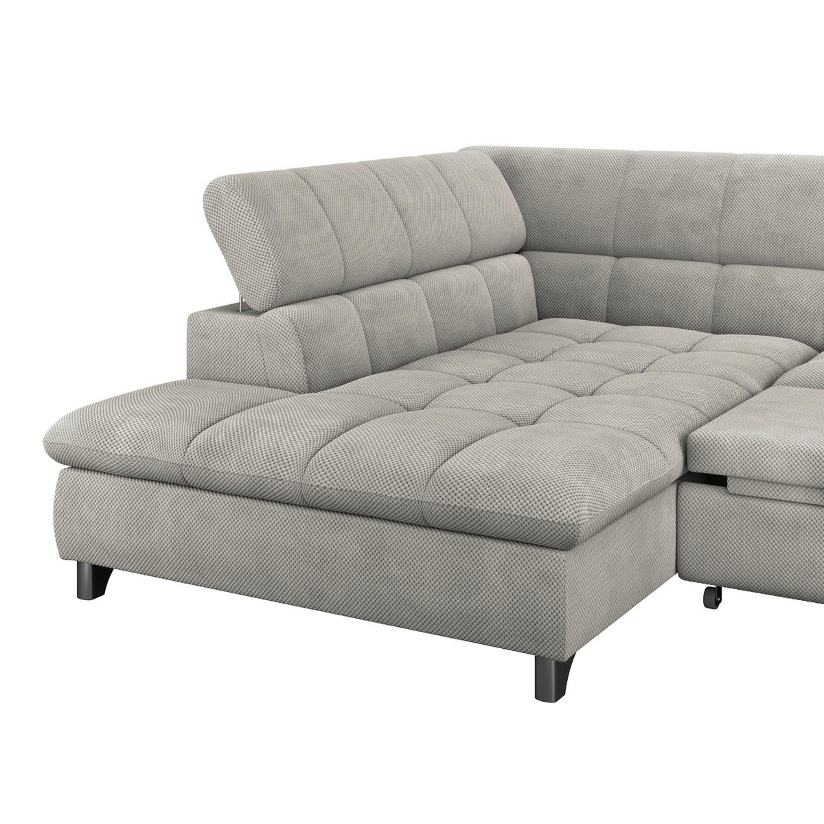 ECKSOFA Taupe Chenille  - Taupe/Chromfarben, KONVENTIONELL, Textil/Metall (234/312cm) - Livetastic