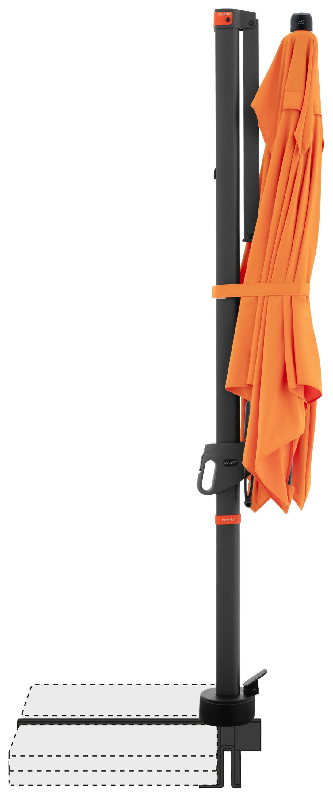 AMPELSCHIRM 210x210 cm  - Anthrazit/Orange, Basics, Textil/Metall (210/210cm) - Doppler