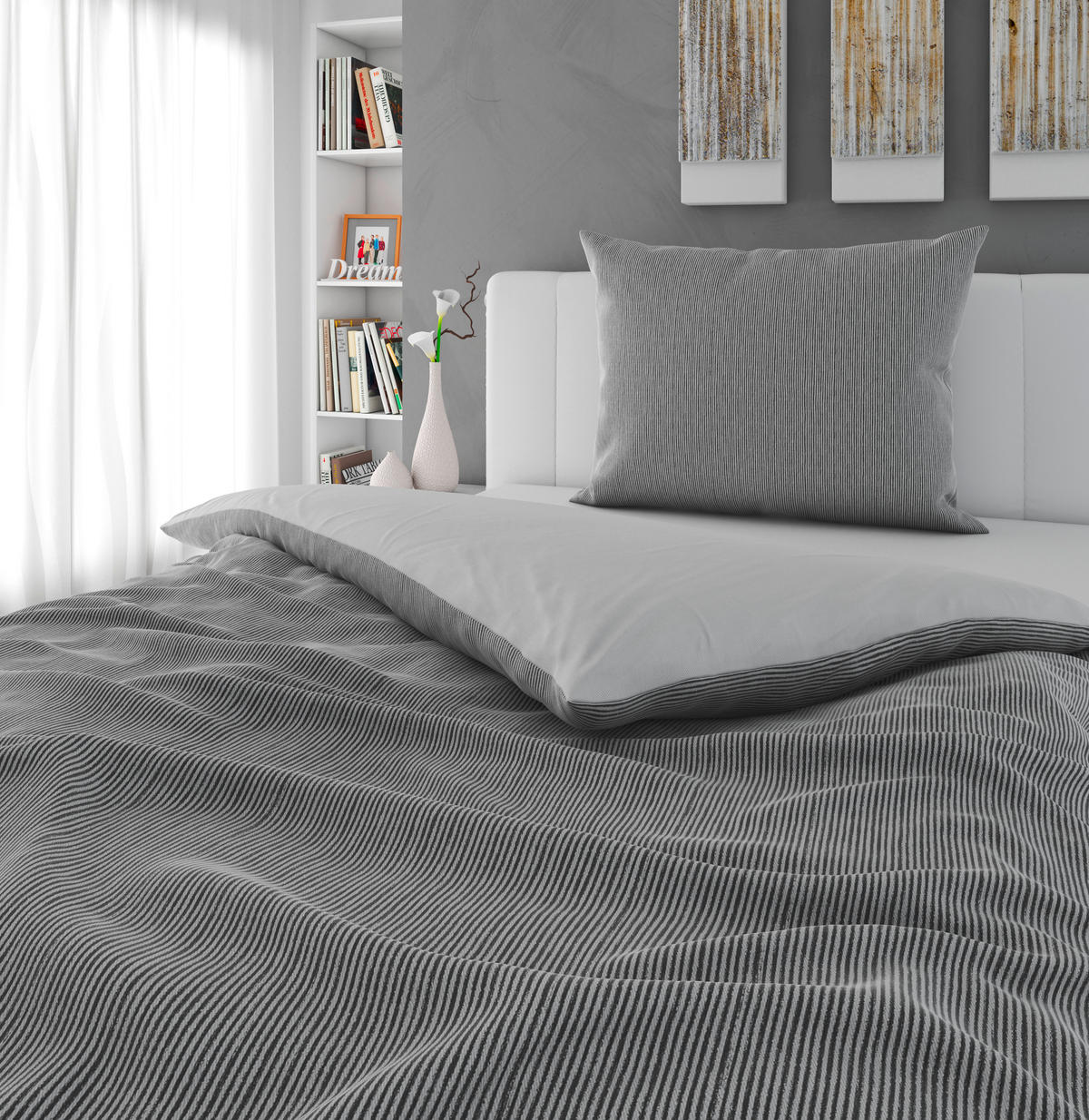 BETTWÄSCHESET Satin 160/210 cm  65 cm/100 cm  - Silberfarben, Textil (160/210cm) - Bio:Vio