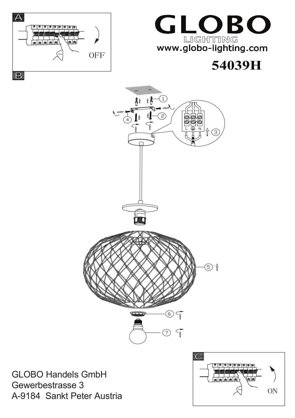 ZÁVĚSNÉ SVÍTIDLO, 40/150 cm  - černá/hnědá, Basics, kov/dřevo (40/150cm) - Globo