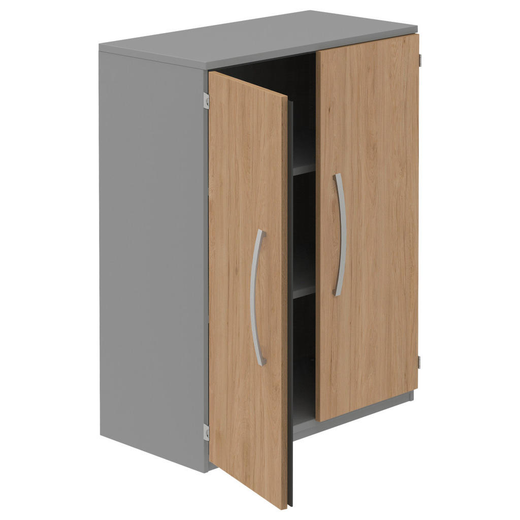 Thumbnail - Moderano Aktenschrank, Grau, Eiche, Holzwerkstoff, 2 Fächer, 80x111.7x43 cm, Made in Germany, Typenauswahl, Beimöbel erh...