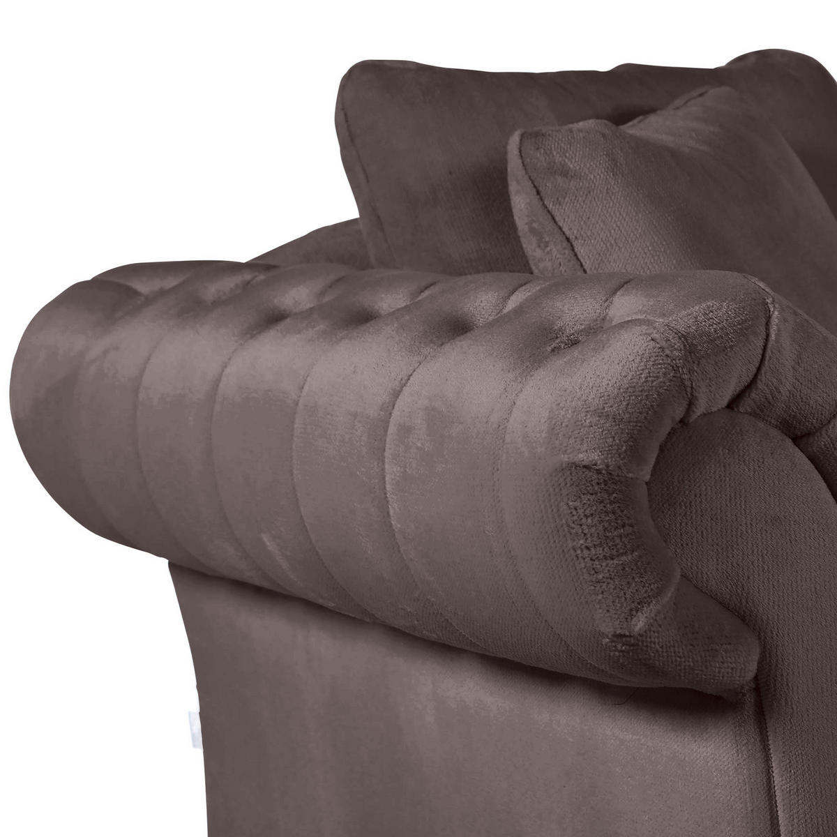 BIG SOFFA i plysch lerfärgad  - furufärgad/lerfärgad, Trend, trä/textil (273/85/110cm) - MID.YOU