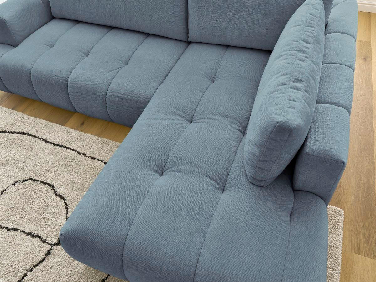 ECKSCHLAFSOFA FUJI Leinenoptik Hellblau  inkl.  - Schwarz/Hellblau, MODERN, Kunststoff/Textil (282/204cm)