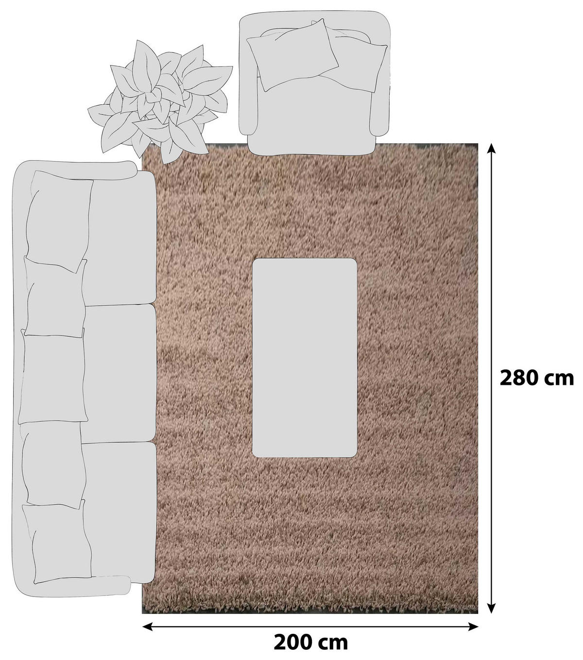 HOCHFLORTEPPICH 200/280 cm Nussbaumfarben  - Nussbaumfarben, MODERN, Textil (200/280cm)