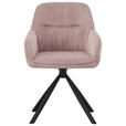 ARMLEHNSTUHL  Stoffauswahl, Sitzfläche 360° drehbar, inklusive Armlehnen Cord  - Schwarz/Rosa, Design, Textil/Metall (56/83/62cm) - Carryhome