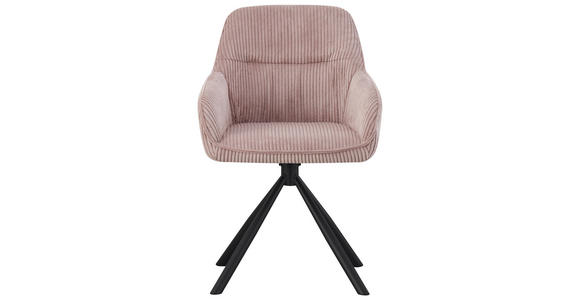 ARMLEHNSTUHL  Stoffauswahl, Sitzfläche 360° drehbar, inklusive Armlehnen Cord  - Schwarz/Rosa, Design, Textil/Metall (56/83/62cm) - Carryhome