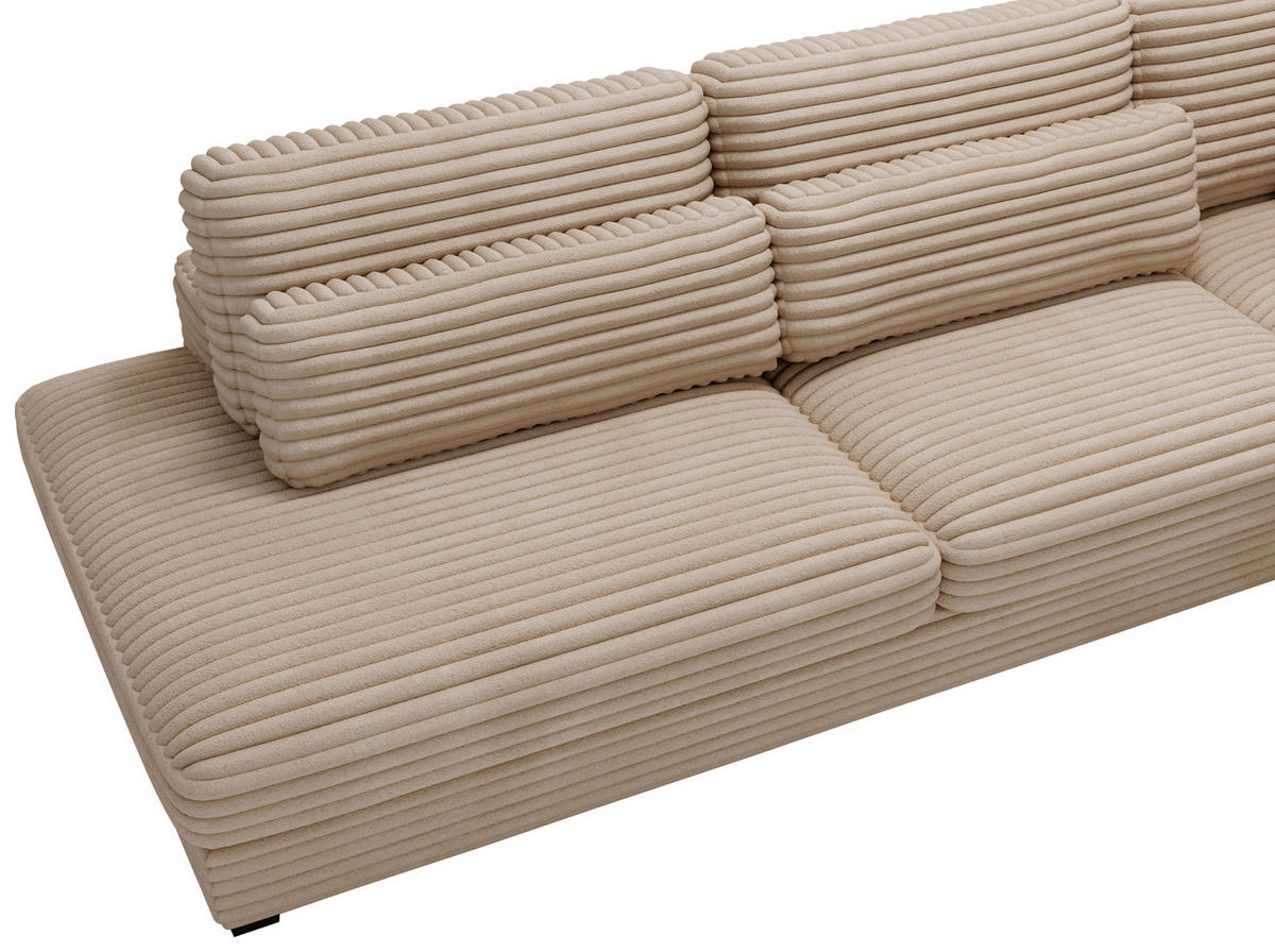 ECKSOFA in Cord, Plüsch Braun  - Schwarz/Braun, Design, Kunststoff/Textil (332/244cm) - Livetastic