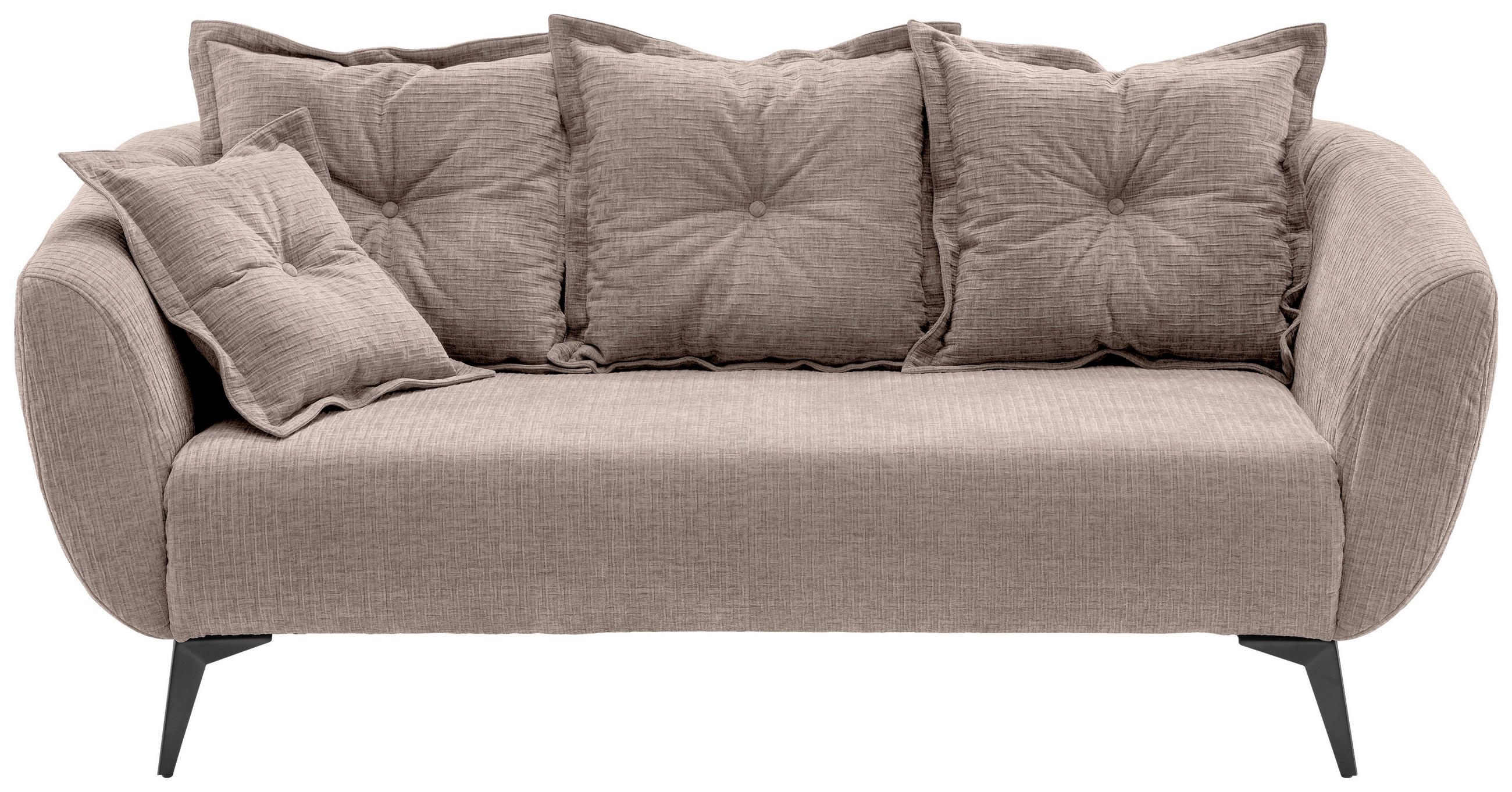 2,5-SITZER Mikrofaser Beige  - Beige/Schwarz, MODERN, Textil/Metall (196/94/103cm) - Livetastic