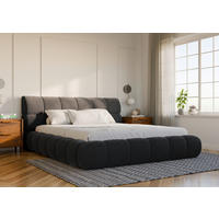 POLSTERBETT 180/200 cm,  in Dunkelgrau, Lattenrost, Bettkasten,  - Dunkelgrau/Schwarz, Design, Holz/Textil (180/200cm) - Chameo