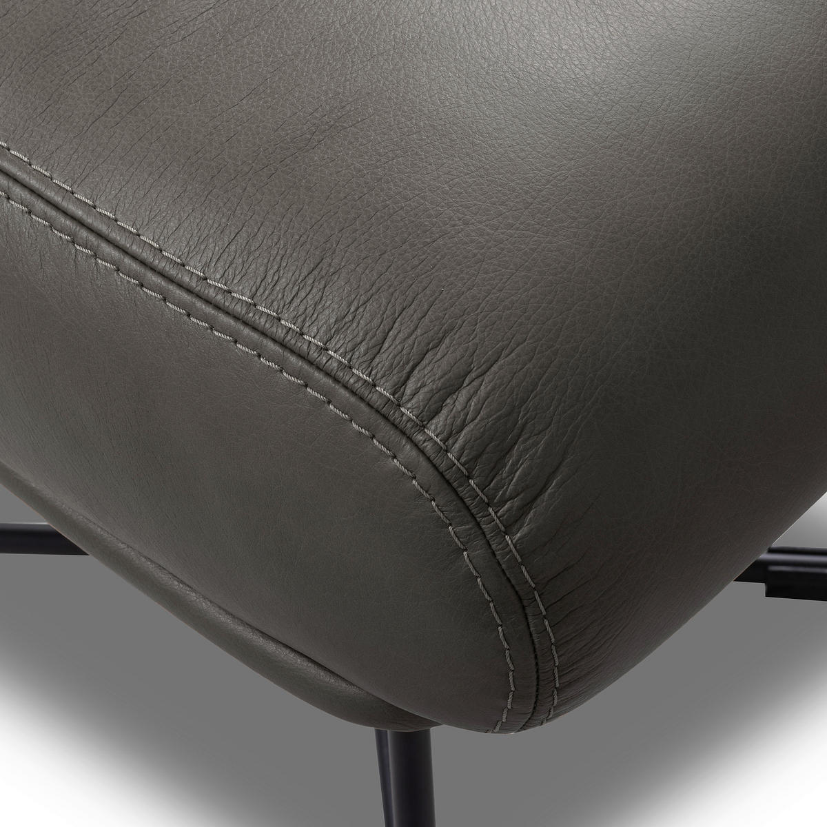 SESSELSET Echtleder Anthrazit  - Anthrazit/Kirschrot, Design, Leder/Metall (67/87/74cm) - Livetastic