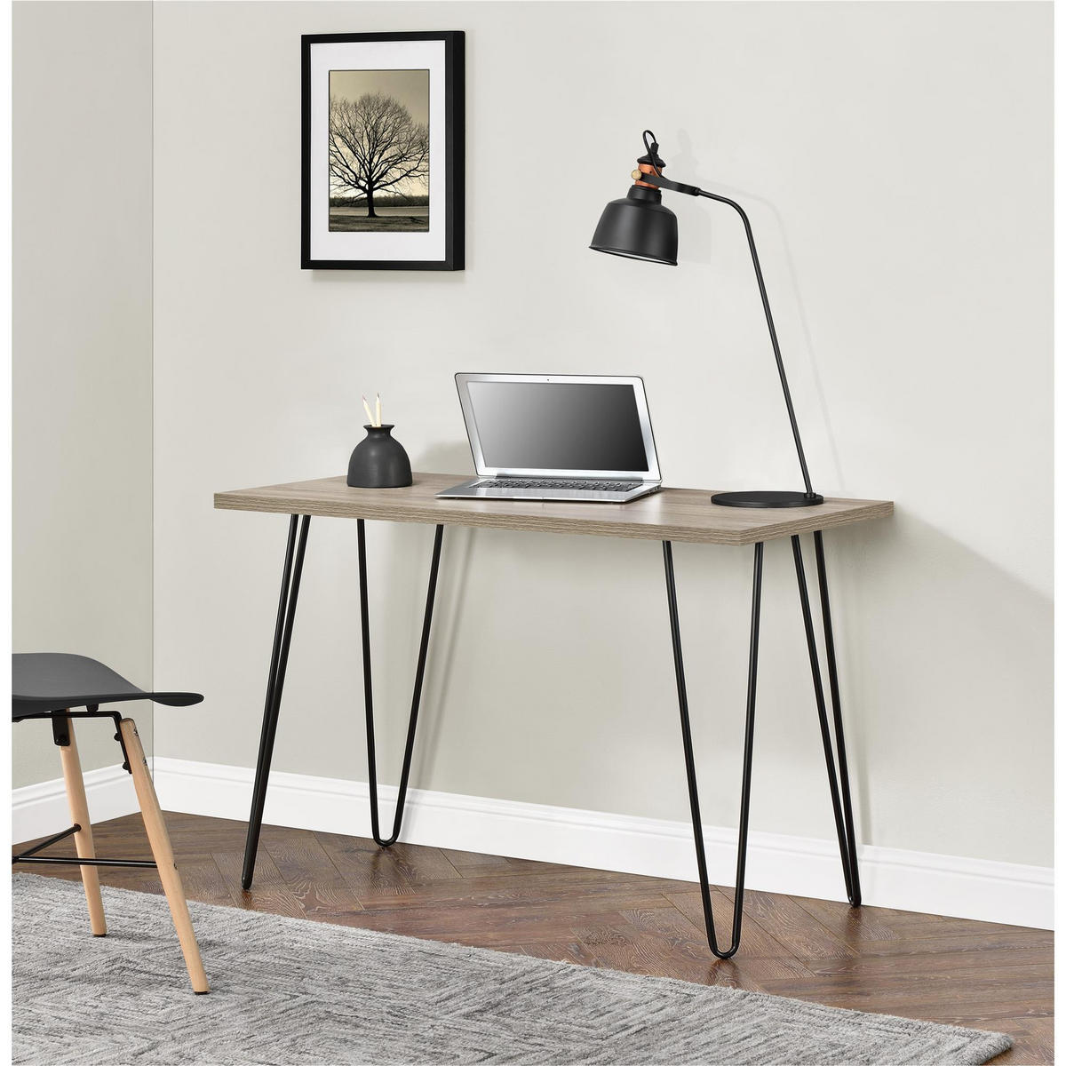 SCHREIBTISCH 101/68/49 cm  in Eichefarben  - Eichefarben/Schwarz, Design, Karton/Keramik (101/68/49cm) - MID.YOU